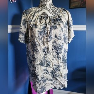 Blouse - BloomChic XL white & blue